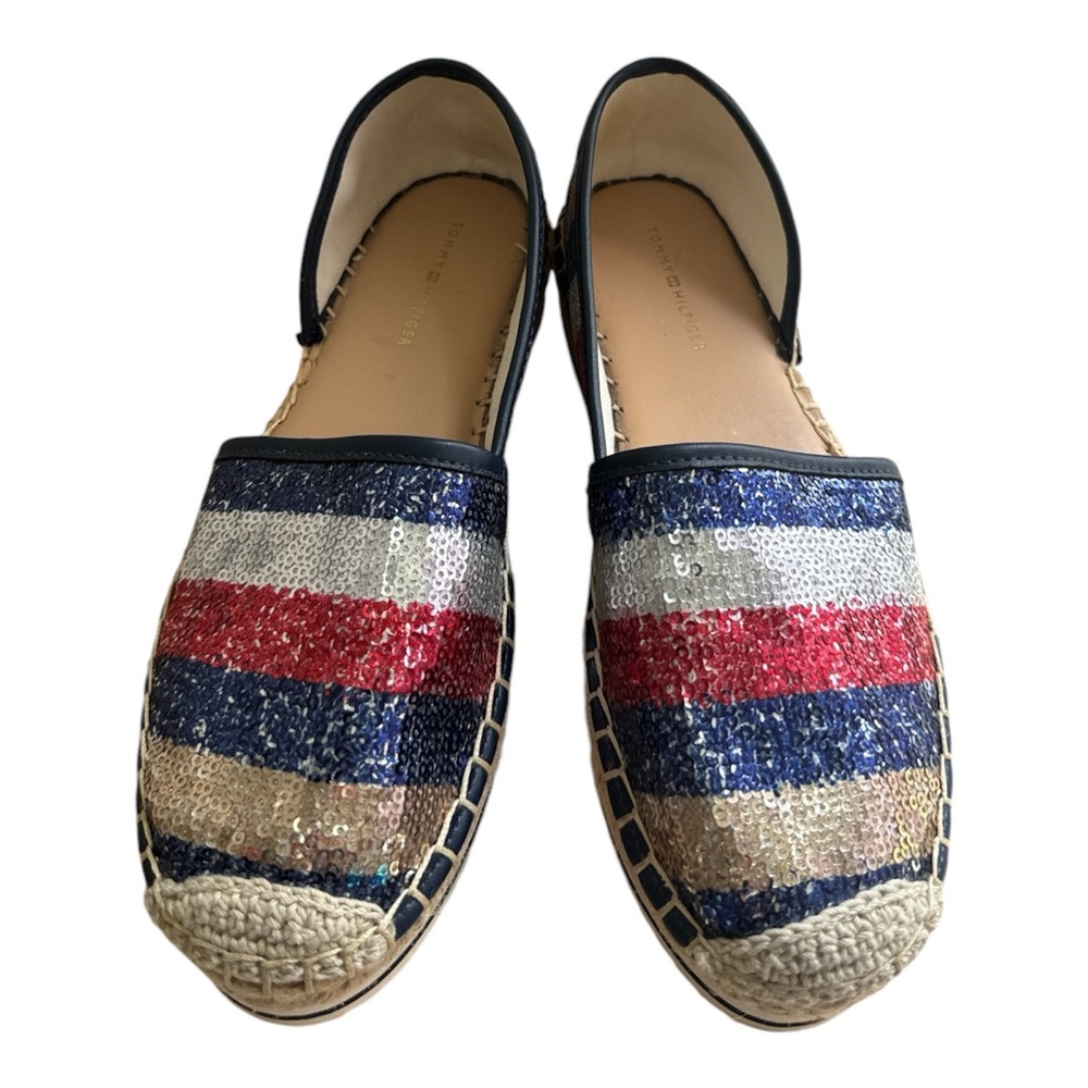 Tommy Hilfiger Women's Carliess 2 Patriotic Sequin Espadrille Size 6